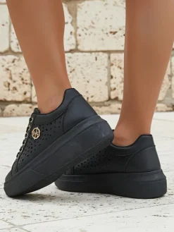 Damskie sneakersy Kalista Nero – czarne platformy z eko-skóry, wiosenna kolekcja Damskie Ugc|Sneakersy