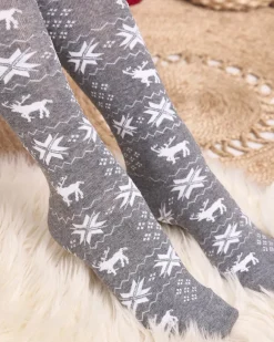 Outlet Damskie świąteczne skarpety za kolano w kolorze jasnoszarym- Bielizna Skarpetki