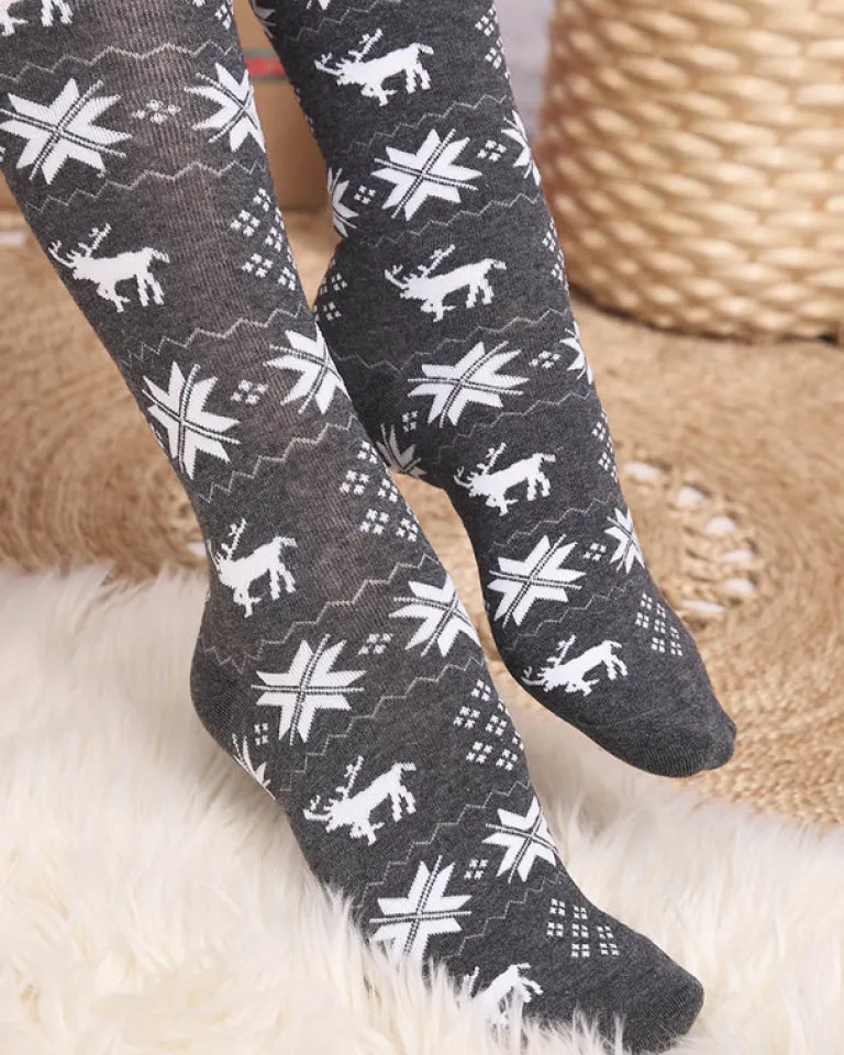 Clearance Damskie świąteczne skarpety za kolano w kolorze m- Bielizna Skarpetki