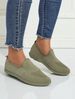 Best Damskie wsuwane mokasyny Hypatia Verde z tkaniny na płaskiej podeszwie Półbuty