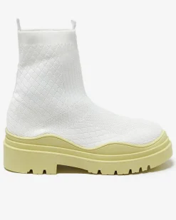 Outlet Eleganckie Buty Damskie Limonka w Stylu Vintage Botki Bez Ocieplenia|Botki Na Płaskim Obcasie