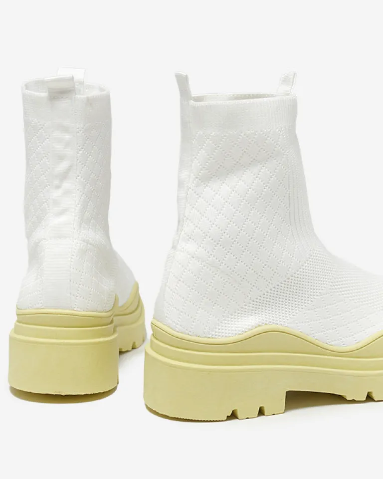 Outlet Eleganckie Buty Damskie Limonka w Stylu Vintage Botki Bez Ocieplenia|Botki Na Płaskim Obcasie