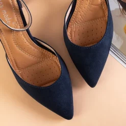 Granatowe damskie sandały na słupku Rumila - Obuwie Buty Na Wielkie Wyjście|Sandały Na Słupku