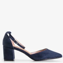 Granatowe damskie sandały na słupku Rumila - Obuwie Buty Na Wielkie Wyjście|Sandały Na Słupku