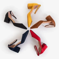 Granatowe damskie sandały na słupku Rumila - Obuwie Buty Na Wielkie Wyjście|Sandały Na Słupku