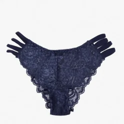Sale Granatowe koronkowe majtki damskie typu brazyliany z paseczkami - Bielizna Brazyliany