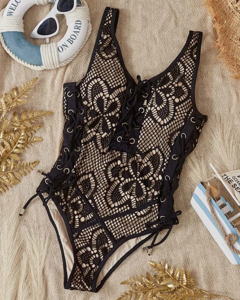 Best Jednoczęściowy damski strój kąpielowy z koronką- Bielizna Stroje Kąpielowe