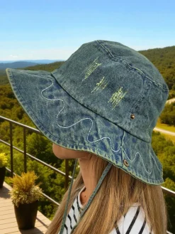 Clearance Kapelusz damski Perseida – denimowy kapelusz plażowy z poliestru Damskie Czapki I Kapelusze