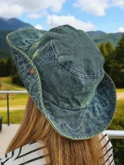 Clearance Kapelusz damski Perseida – denimowy kapelusz plażowy z poliestru Damskie Czapki I Kapelusze