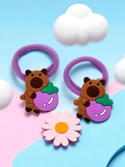 Kolorowe gumki do włosów z motywem misia Dziewczęce