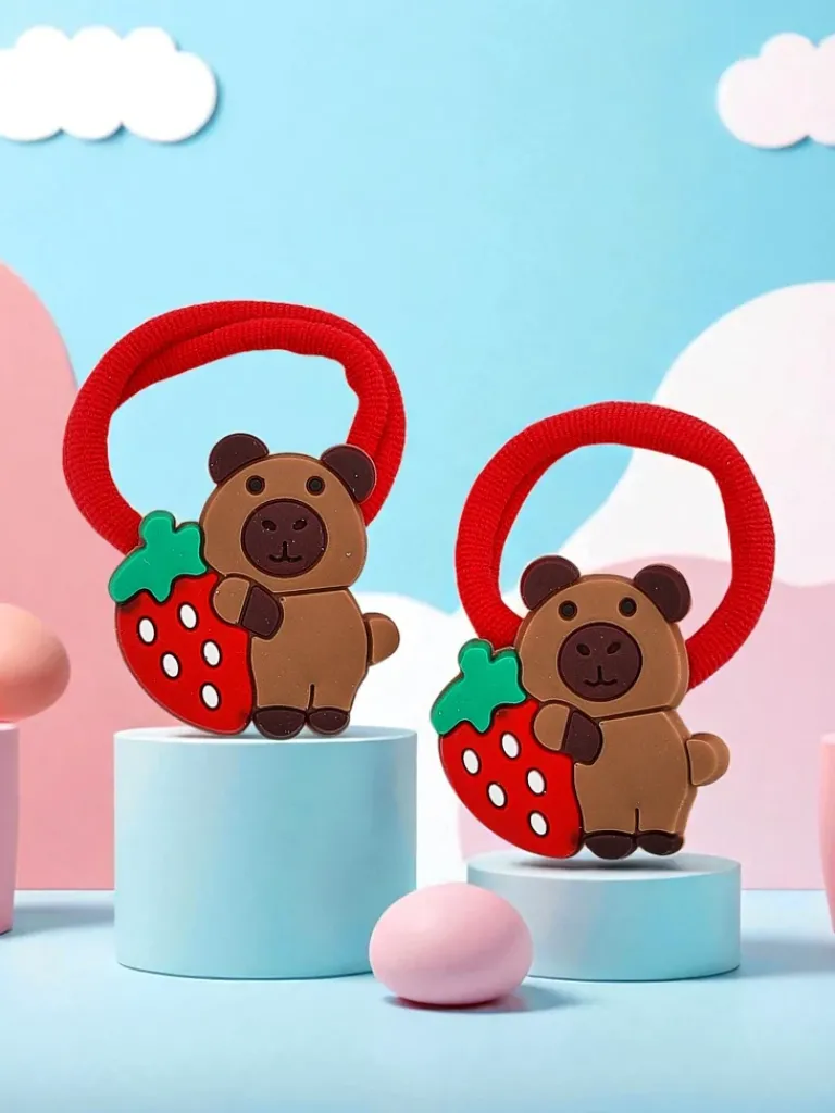 Discount Kolorowe gumki do włosów z motywem misia Dziewczęce