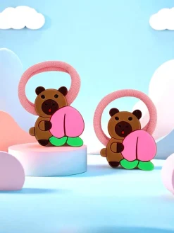 Hot Kolorowe gumki do włosów z motywem misia Dziewczęce