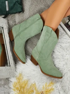 Sale Kowbojki damskie eko zamszowe SpireHush Kowbojki|Botki Bez Ocieplenia