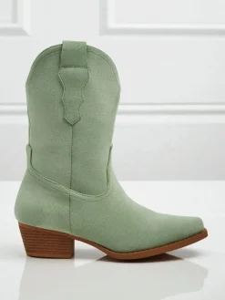 Sale Kowbojki damskie eko zamszowe SpireHush Kowbojki|Botki Bez Ocieplenia