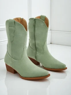 Sale Kowbojki damskie eko zamszowe SpireHush Kowbojki|Botki Bez Ocieplenia