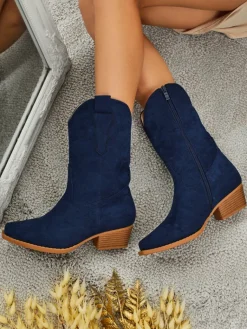 Clearance Kowbojki damskie eko zamszowe SpireHush Botki Bez Ocieplenia|Kowbojki