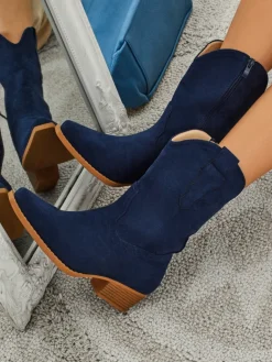 Clearance Kowbojki damskie eko zamszowe SpireHush Botki Bez Ocieplenia|Kowbojki