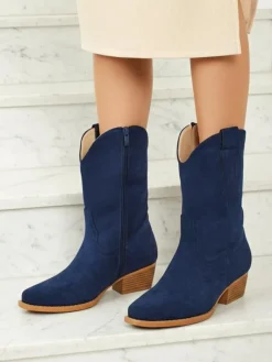 Clearance Kowbojki damskie eko zamszowe SpireHush Botki Bez Ocieplenia|Kowbojki