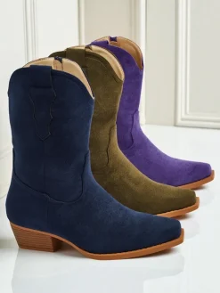 Clearance Kowbojki damskie eko zamszowe SpireHush Botki Bez Ocieplenia|Kowbojki