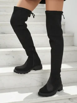 Kozaki damskie za kolano Velmara Kozaki Na Płaskim Obcasie|Kozaki Bez Ocieplenia