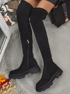 Online Kozaki damskie za kolano Zerina Kozaki Na Płaskim Obcasie|Kozaki Bez Ocieplenia