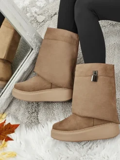 Best Krótkie buty a'la śniegowce damskie z dopinaną cholewką Elizze Śniegowce|Botki Na Platformie