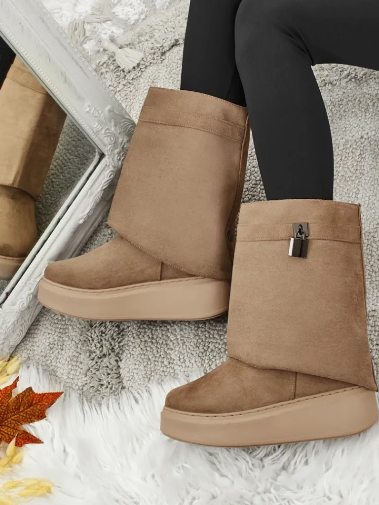 Best Krótkie buty a'la śniegowce damskie z dopinaną cholewką Elizze Śniegowce|Botki Na Platformie