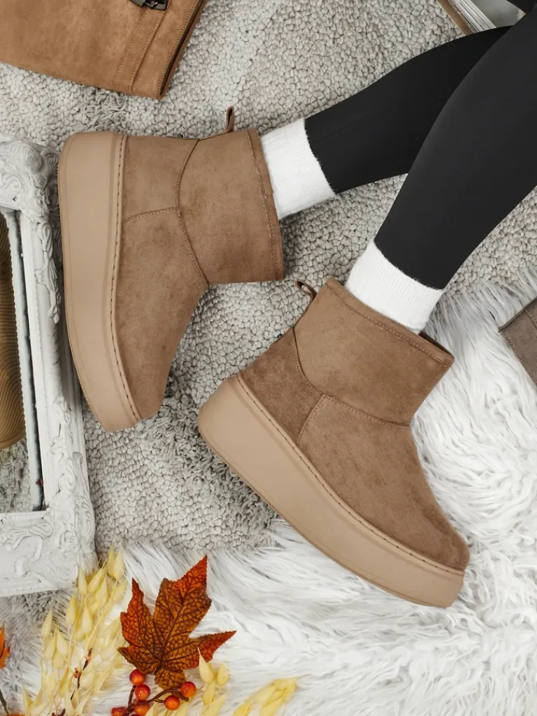 Best Krótkie buty a'la śniegowce damskie z dopinaną cholewką Elizze Śniegowce|Botki Na Platformie