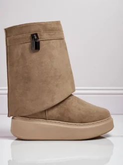 Best Krótkie buty a'la śniegowce damskie z dopinaną cholewką Elizze Śniegowce|Botki Na Platformie