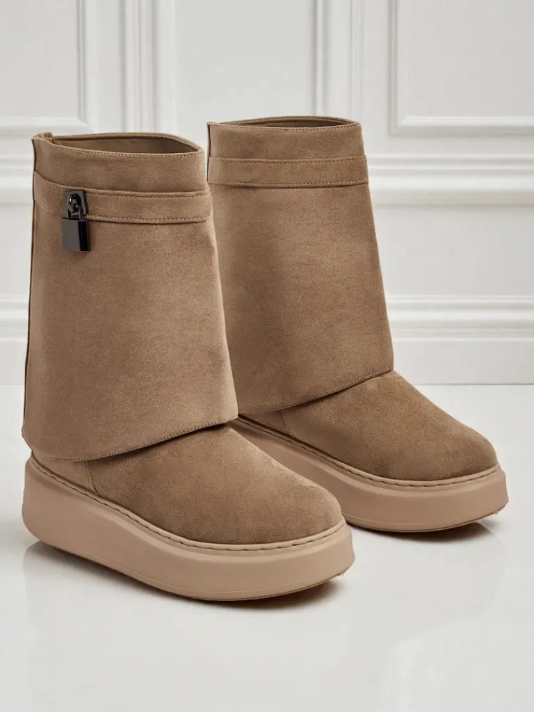 Best Krótkie buty a'la śniegowce damskie z dopinaną cholewką Elizze Śniegowce|Botki Na Platformie