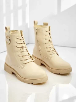 Clearance Lakierowane sznurowane botki damskie Kalen Botki Z Delikatnym Ociepleniem|Botki Sznurowane