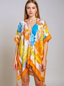 Hot Letnie pareo AURELIA - wielokolorowa sukienka do kolan Narzutka Plażowa|Bluzki / Koszule / Koszulki
