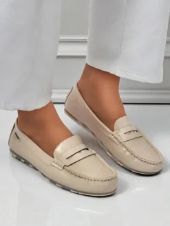 Best Loafers damskie bezowe Kallista - skora ekologiczna zamszowa premium Mokasyny Na Płaskiej Podeszwie