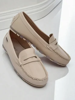 Best Loafers damskie bezowe Kallista - skora ekologiczna zamszowa premium Mokasyny Na Płaskiej Podeszwie
