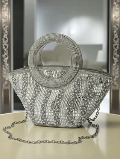 New Mała torebka damska z cyrkoniami Sparkle Queen Damskie Wieczorowe|Małe Torebki