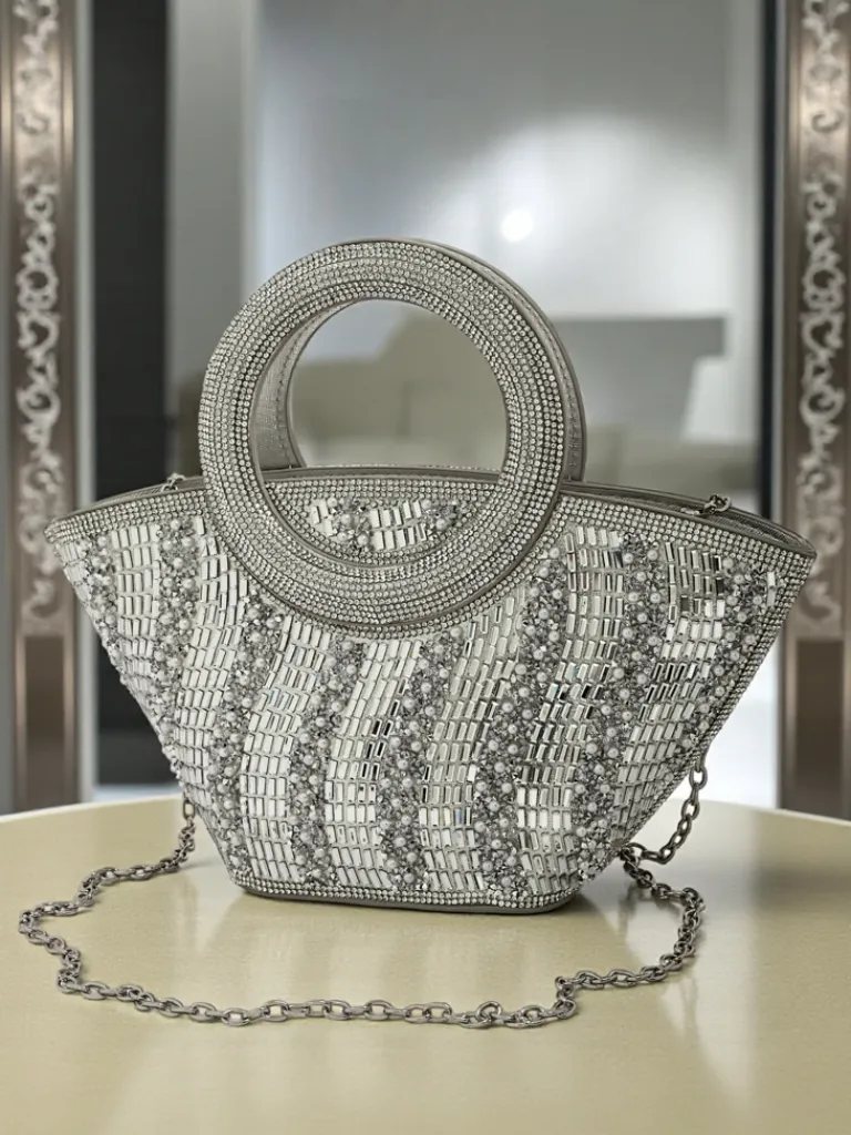 New Mała torebka damska z cyrkoniami Sparkle Queen Damskie Wieczorowe|Małe Torebki