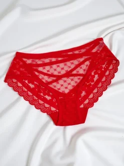 Majtki damskie typu figi z koronką i paseczkami Figi