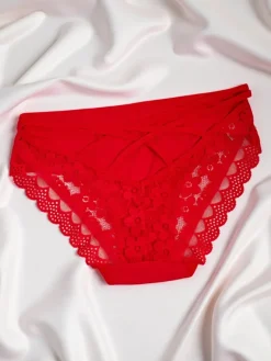 Sale Majtki damskie typu figi z koronką i paseczkami Figi