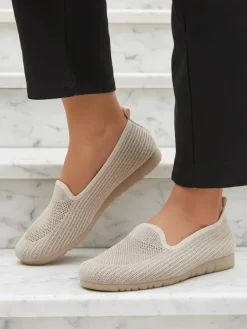 Sale Moda Bella Beżowe Buty Damskie na Płaskim Obcasie Mokasyny Na Płaskiej Podeszwie