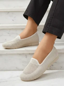 Sale Moda Bella Beżowe Buty Damskie na Płaskim Obcasie Mokasyny Na Płaskiej Podeszwie