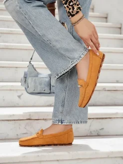 Discount Mokasyny Damskie Aurelia Zamszowe z Ozdoba - Komfort i Styl na Plaskim Obcasie Półbuty|Mokasyny Na Płaskiej Podeszwie