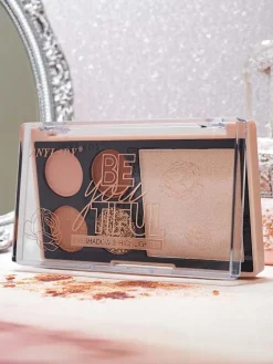 Best Paletka 4 cieni do powiek z brokatem i rozświetlaczem Ruby Glamour Oczy