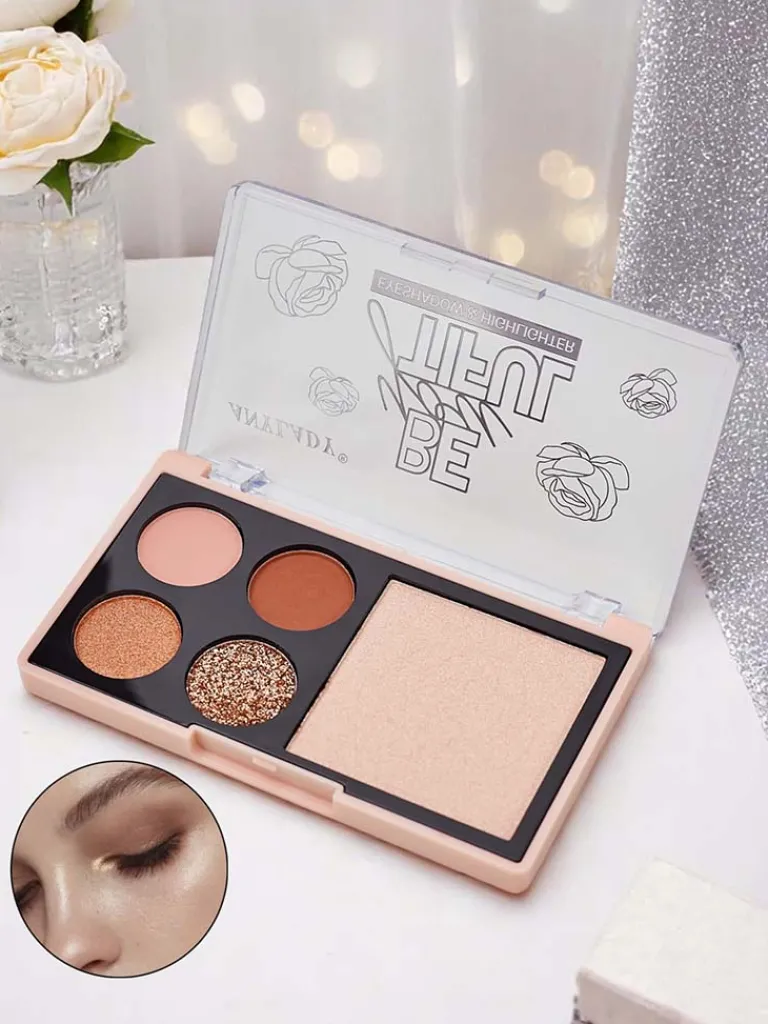 Best Paletka 4 cieni do powiek z brokatem i rozświetlaczem Ruby Glamour Oczy