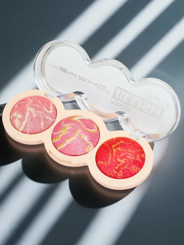 Sale Paletka 3 odcieni rozświetlającego różu do policzków kolor Desert Rose Twarz