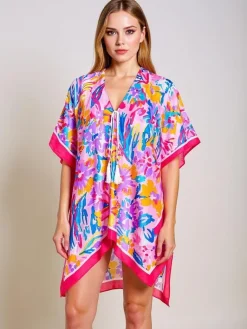 Discount Pareo Selene Colore – wielokolorowa tunika z dekoltem w serek Narzutka Plażowa|Bluzki / Koszule / Koszulki