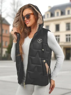 Discount Pikowana kamizelka damska z kapturem Steel Ember Kurtki / Marynarki / Płaszcze