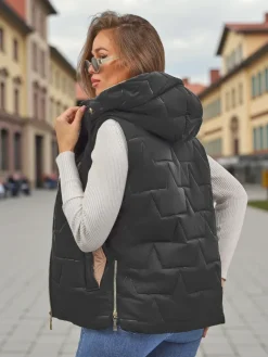 Pikowana kamizelka damska z kapturem Ash Crown Kurtki / Marynarki / Płaszcze