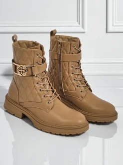 Hot Pikowane botki damskie z ekologicznej skóry Sable Rose Botki Z Delikatnym Ociepleniem|Botki Sznurowane