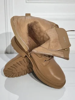 Hot Pikowane botki damskie z ekologicznej skóry Sable Rose Botki Z Delikatnym Ociepleniem|Botki Sznurowane