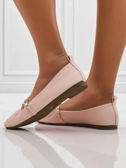 New Różowe baleriny Callista z ekoskóry z łańcuszkiem – stylowe na wiosnę i lato Buty Na Wielkie Wyjście|Baleriny Klasyczne